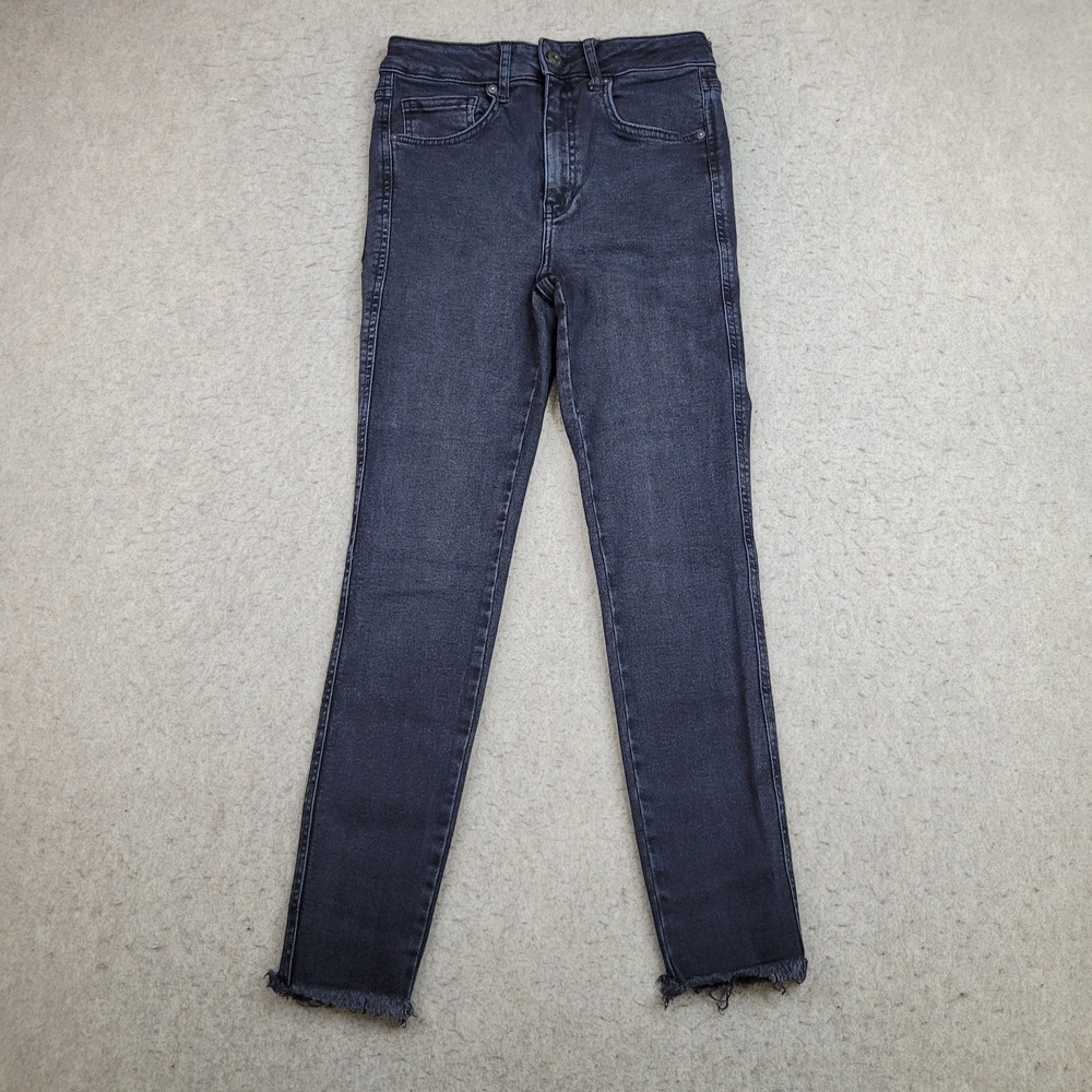 Free People We The Free Jeans Womens 28 Black High Rise Skinny Raw Hem 26x27